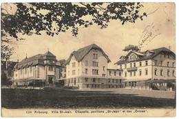 FRIBOURG (Suisse) Villa St Jean. Chapelle, Pavillons St-Jean Et Ormes, Envoi 1921 (plis Angles à Droite) - Chapelle