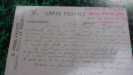 ♥️ ♥️ 66 RARE LE SOLER S VIDAL L HOSTE PROPRIETAIRE VITICULTEUR  VILLA LE REVE MOISE VIDAL  VINS - Autres & Non Classés