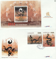 Curacao 2012, Year Of The Dragon, 2FDC - Astrologie