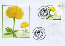 ROSE DE CANOLIC. Globeflower (Flor De San Pallari) 2022.  Enveloppe Oblit. Premier Jour.Timbre Haute Faciale - Cartas & Documentos