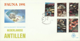 Netherlands Antilles 1991, Fishes, Diving, 5val In FDC - Immersione