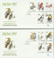 Netherlands Antilles 1997, Birds, Tucan, Flamingo, Bird Of Prey, Parrots, 2FDC - Flamingos