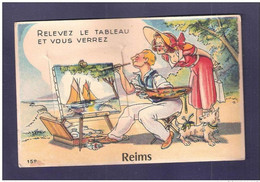FRANCE 51 - REIMS CARTE A SYSTEME COMPLETE RELEVEZ LE TABLEAU ET VOUS VERREZ NOVELTY - Reims