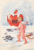 Delcampe - Nude Angel Cupid Heart Shaped Oven Furnace Old Postcard - Engel