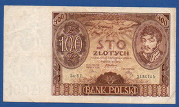 POLAND - P. 75a –  100 Złotych 1934 AVF Circulated,  Serie: BZ 2484145 - Polonia