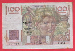 -- BILLET DE 100 FRANCS /  JEUNE PAYSAN De 1953 -- - 100 F 1945-1954 ''Jeune Paysan''