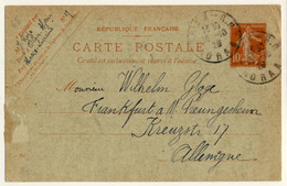 FRANCE / ALGÉRIE - 1920 CP 10c Semeuse (d.934) Utilisée D'ORAN Pour L'Allemagne - Standard Postcards & Stamped On Demand (before 1995)