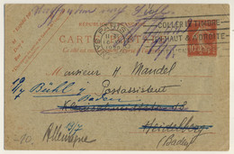 FRANCE - 1920 CP 10c Semeuse De Paris / Saint-Roch Pour L'Allemagne Avec Re-direction - Postales Tipos Y (antes De 1995)