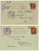 FRANCE - 1908 2xCP 10c Semeuse (datées 801 & 802) Adressées En Allemagne - Cartes Postales Types Et TSC (avant 1995)