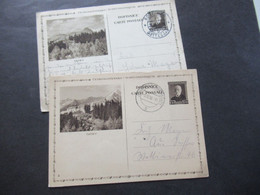 CSSR 1934 / 38 Bildganzsachen 2 Verschiedene Bilder Tatry Stempel Bozi Dar / Gottesgrab Und Johanngeorgenstadt - Lettres & Documents