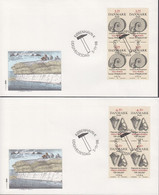 1998. DANMARK. Fosils Complete Set In 4-blocks On FDC 5.11.98.  (Michel 1195-1197) - JF433965 - Lettres & Documents