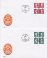 1999. DANMARK. Margrethe 4,00 + 6,75 Kr. In 4-blocks On FDC 13 1 99.  (Michel 1205-1206) - JF433967 - Briefe U. Dokumente