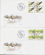 1999. DANMARK. LOCAL BIRDS Complete Set In 4-blocks On FDC 29.9.99.  (Michel 1223-1226) - JF433976 - Storia Postale