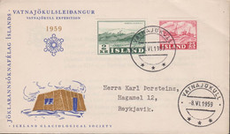 1959. ISLAND. 2 Kr Snæfellsjokull + 25 Aur Fishing On Cover Issued By ICELAND GLACIOLOGICAL ... (Michel 316+) - JF433986 - Brieven En Documenten