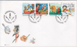 2002. DANMARK. Comics For Children Complete Set On FDC 16.1.2002.  (Michel 1299-1302) - JF434070 - Lettres & Documents