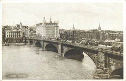London Bridge Valentine`s " Photo Brown " Series Postcard - River Thames