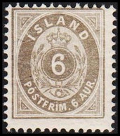 1876. ISLAND. Aur-Issue. 6 Aur Grey. Perf. 14x13½ Never Hinged. Rare In This Quality.  (Michel 7A) - JF525030 - Ungebraucht