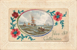 CARTE BRODEE : VIVE SAINTE CATHERINE - Embroidered