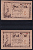 Detmold: 2x 5 Mark 13.11.1918 Mit Laufender KN - Fürstlich Lippische Regierung - 5 Mark