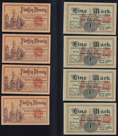 8x Detmold: Je 4x 50 Pfennig + 1 Mark 13.11.1918 - Fürstlich Lippische Regierung - 20 Mark