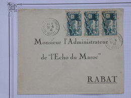 BG11 MAROC  BELLE LETTRE 1942 MEKNES  A RABAT  +BANDE DE 3 TP+ AFFR. INTERESSANT - Briefe U. Dokumente