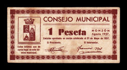 España Billete Local Guerra Civil Monzón Huesca 1 Peseta 1937 MBC VF - Autres & Non Classés