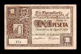 España Billete Local Guerra Civil Graus Huesca 1 Peseta 1937 MBC VF - Altri & Non Classificati