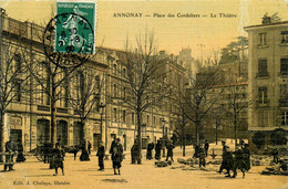 Annonay * La Place Des Cordeliers * Le Théâtre * Cpa Toilée Colorisée - Annonay