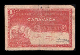 España Billete Local Guerra Civil Caravaca Murcia 1 Peseta 1937 BC F - Andere & Zonder Classificatie