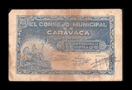 España Billete Local Guerra Civil Caravaca Murcia 0,25 Peseta 1937 BC+ F+ - Andere & Zonder Classificatie