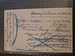 Lettre FENEU 1915 Correspondance Militaire  Retour A L'envoyeur Pour FONTAINEBLAU ORLEANS - Autres & Non Classés