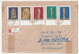 Ungheria 1980 Serie 3443‑3447 Statue Cristiane Di Garamszentbenedek Su Grande Busta Raccomandata-Budapest/Munster German - Storia Postale