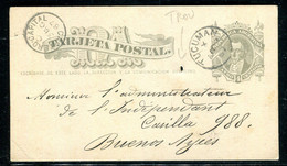 Argentine - Entier Postal De Tucuman Pour Buenos Aires En 1887 - O 164 - Postwaardestukken