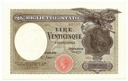 25 LIRE BIGLIETTO DI STATO AQUILA CON BANDIERA SABAUDA 27/09/1923 SPL/SPL+ - Andere