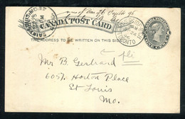 Canada - Entier Postal ( Pli Central)  De Toronto Pour St Louis En 1896 - O 172 - 1860-1899 Règne De Victoria