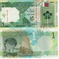 QATAR  1 Riyal   PW32a     (ND  2008-15    Pearl+ Sail Boat  At Back )  UNC - Qatar