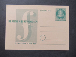 Berlin (West) 1951 Sonderpostkarte Berliner Festwochen Ganzsache P 26 Ungebraucht - Postales - Nuevos