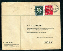 Suisse - Enveloppe Commerciale De Zürich Pour Paris En 1944, Affranchissement Flore  - O 202 - Marcophilie