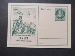 Berlin (West) 1952 Sonderpostkarte Auto Und Motorradrennen Avus Ganzsache P 30 Ungebraucht - Postkarten - Ungebraucht