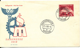 Saar FDC 1-4-1959 Saarmesse 1959 With Cachet - FDC