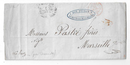 REUNION Lettre Avec Corr. ST DENIS 12 JUIN. 1858 Pour Marseille Par Le GRENADA 13 Juin1858 (voir Description) - Cartas & Documentos