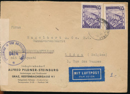 AUSTRIA WWII CENSORED COVER BRITISH  ZONE COVER FROM GRAZ 1945 TO LIEGE - 1945-60 Covers