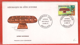 JEUX LOTERIE COTE D'IVOIRE LETTRE FDC DE 1971 - Unclassified