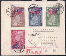 China 1940 - Mi.Nr. 308 - 311 - Registered Letter Einschreiben Von Shanghai Nach Hamburg - 1912-1949 République