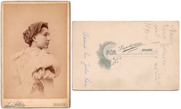 ROMANIA : PHOTO ORIGINALE / CABINET PORTRAIT : ELENA ZANESCU ~ 11 X 17 Cm - LEOPOLD ADLER - BRASOV ~ 1890 (ak532) - Identified Persons