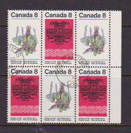 CANADA    1974    Algonkians    Block  Of  6    ERROR   Missing  Bird  On  Totem    USED - Used Stamps