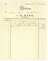 Weinheim 1840 Rechnung A. Ritz Kleidermacher Carlshausen - 1800 – 1899