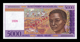 Madagascar 5000 Francs ND (1995) Pick 78As Specimen SC- AUNC - Madagascar