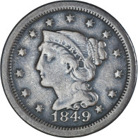 Monnaie, États-Unis, Braided Hair Cent, Cent, 1849, Philadelphie, TTB, Cuivre - 1840-1857: Braided Hair (Capelli Intrecciati)