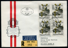 AUSTRIA 1970 Stamp Day Block Of 4 On FDC.  Michel 1350 - FDC